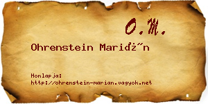 Ohrenstein Marián névjegykártya